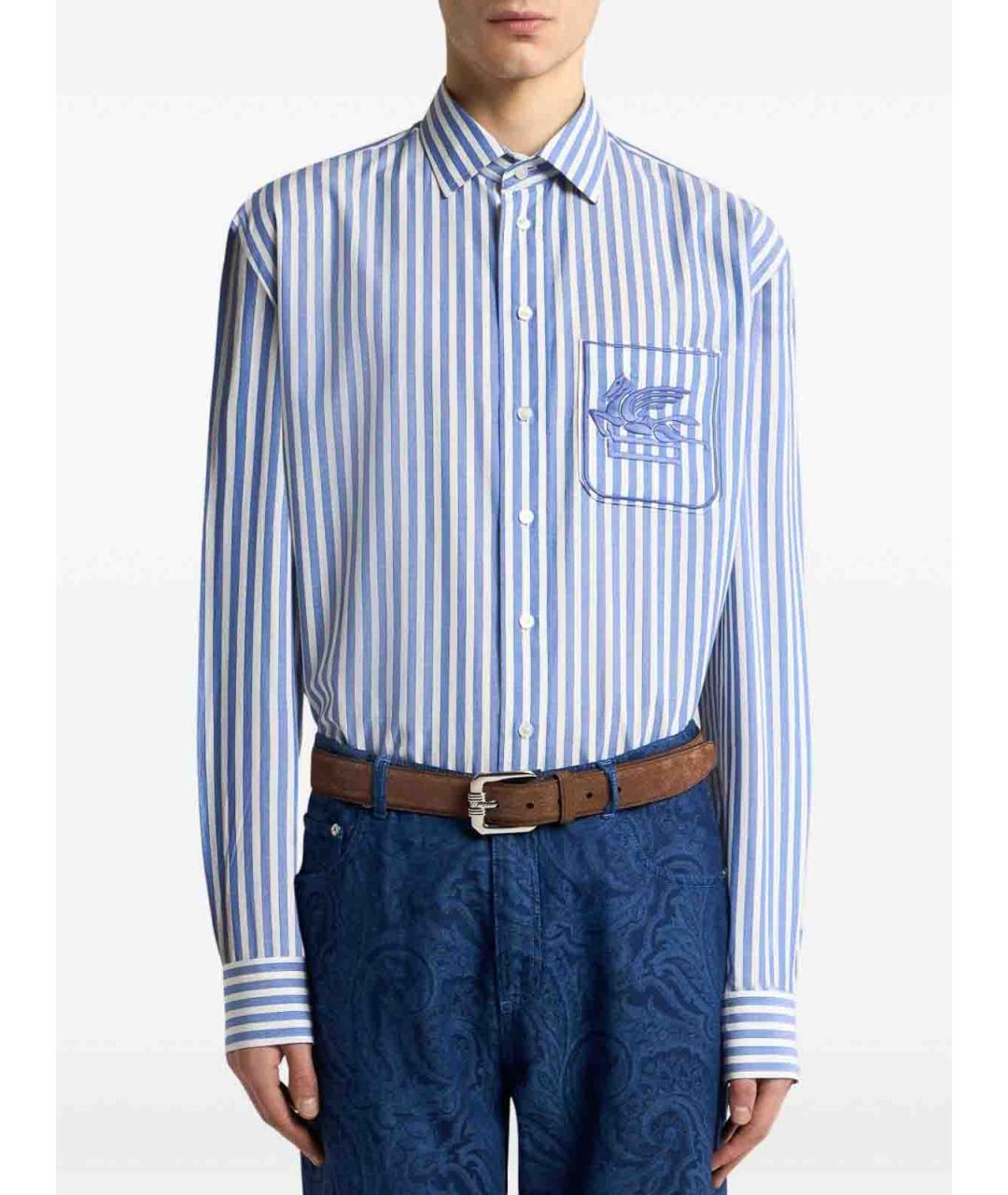 ETRO Голубая хлопковая кэжуал рубашка, фото 2