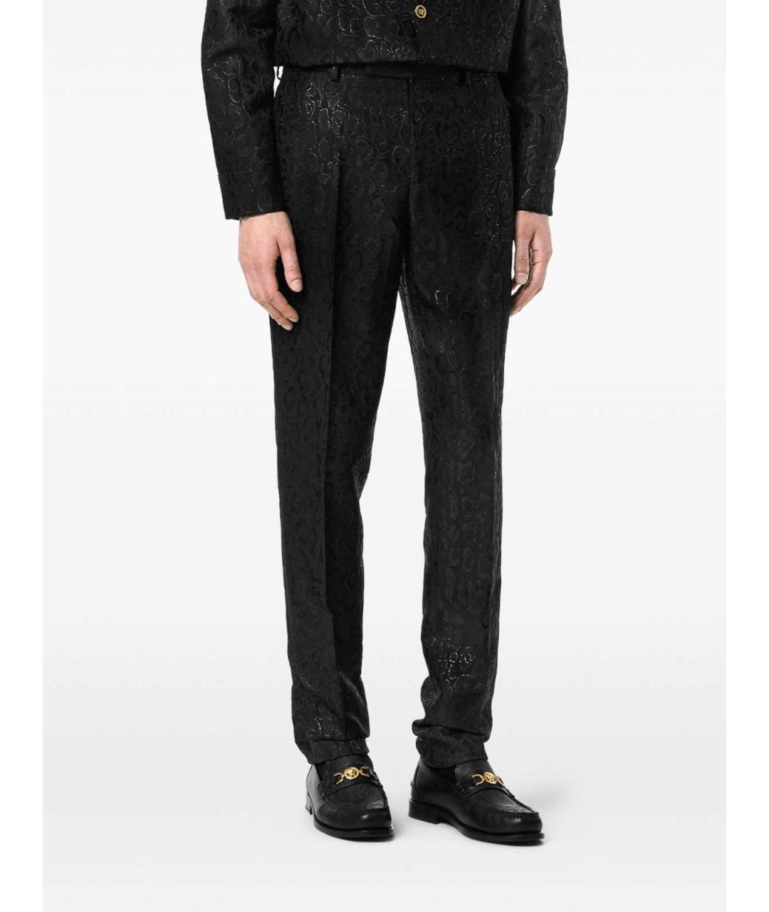 VERSACE Черные шерстяные повседневные брюки, фото 2