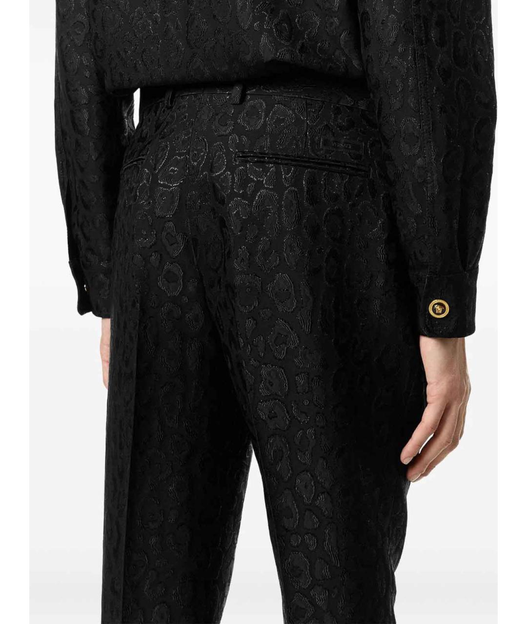 VERSACE Черные шерстяные повседневные брюки, фото 3