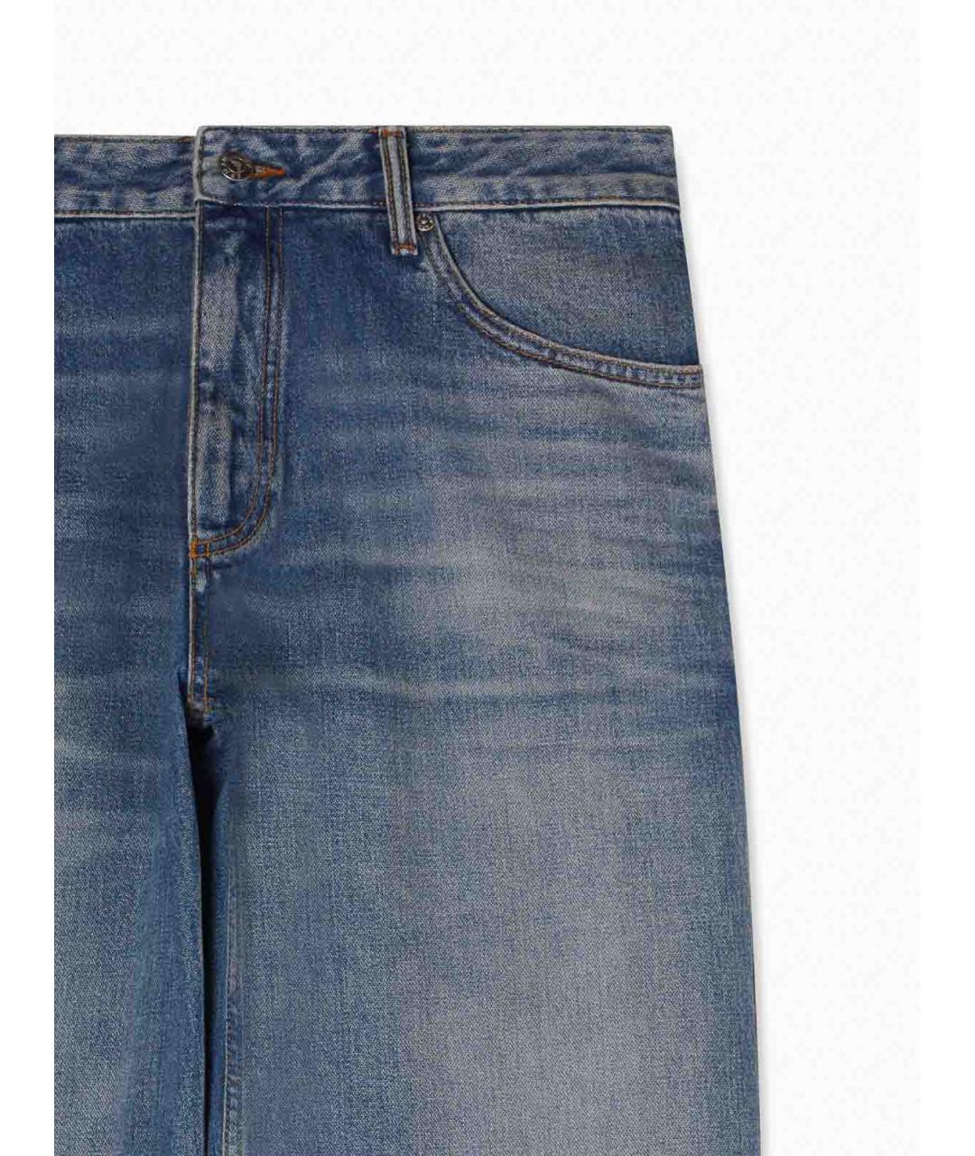 EMPORIO ARMANI Синие хлопковые прямые джинсы, фото 4
