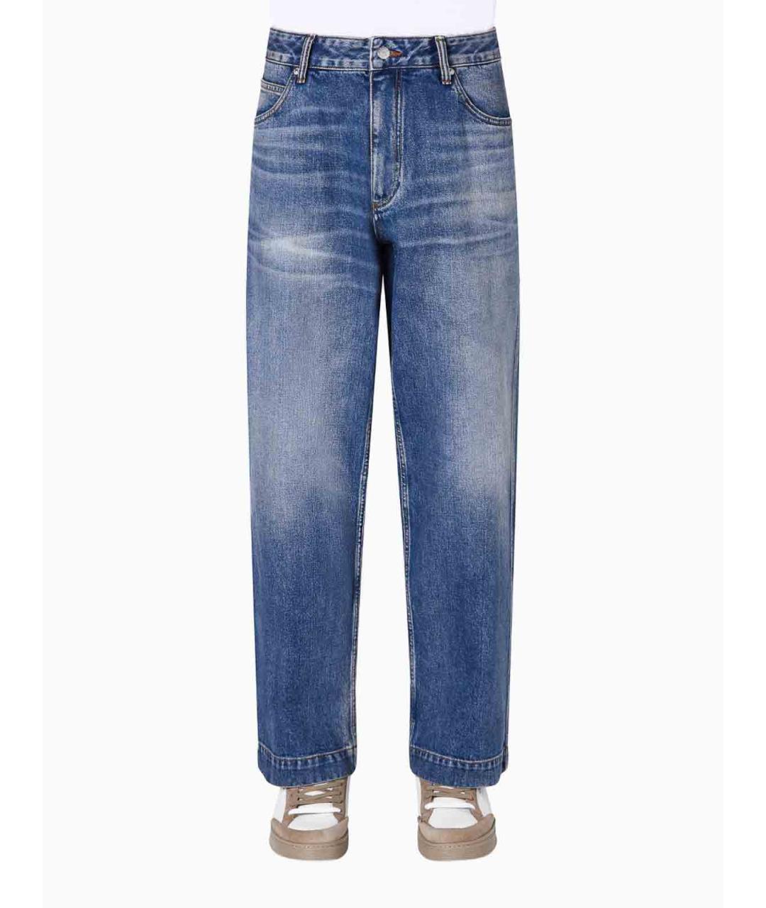 EMPORIO ARMANI Синие хлопковые прямые джинсы, фото 2