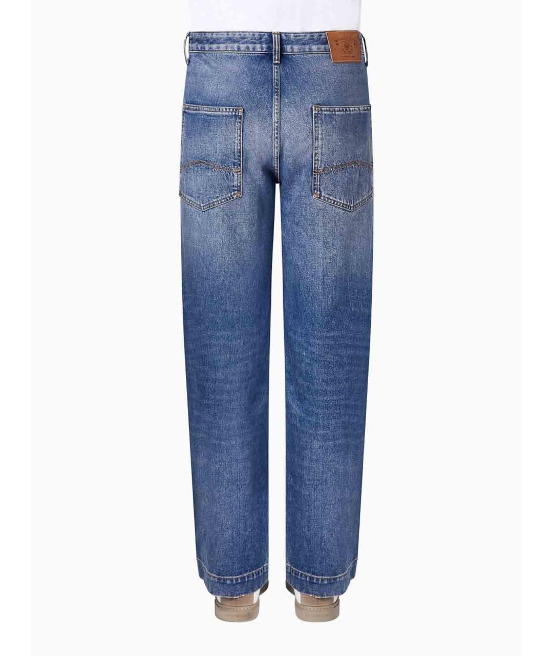 EMPORIO ARMANI Синие хлопковые прямые джинсы, фото 3