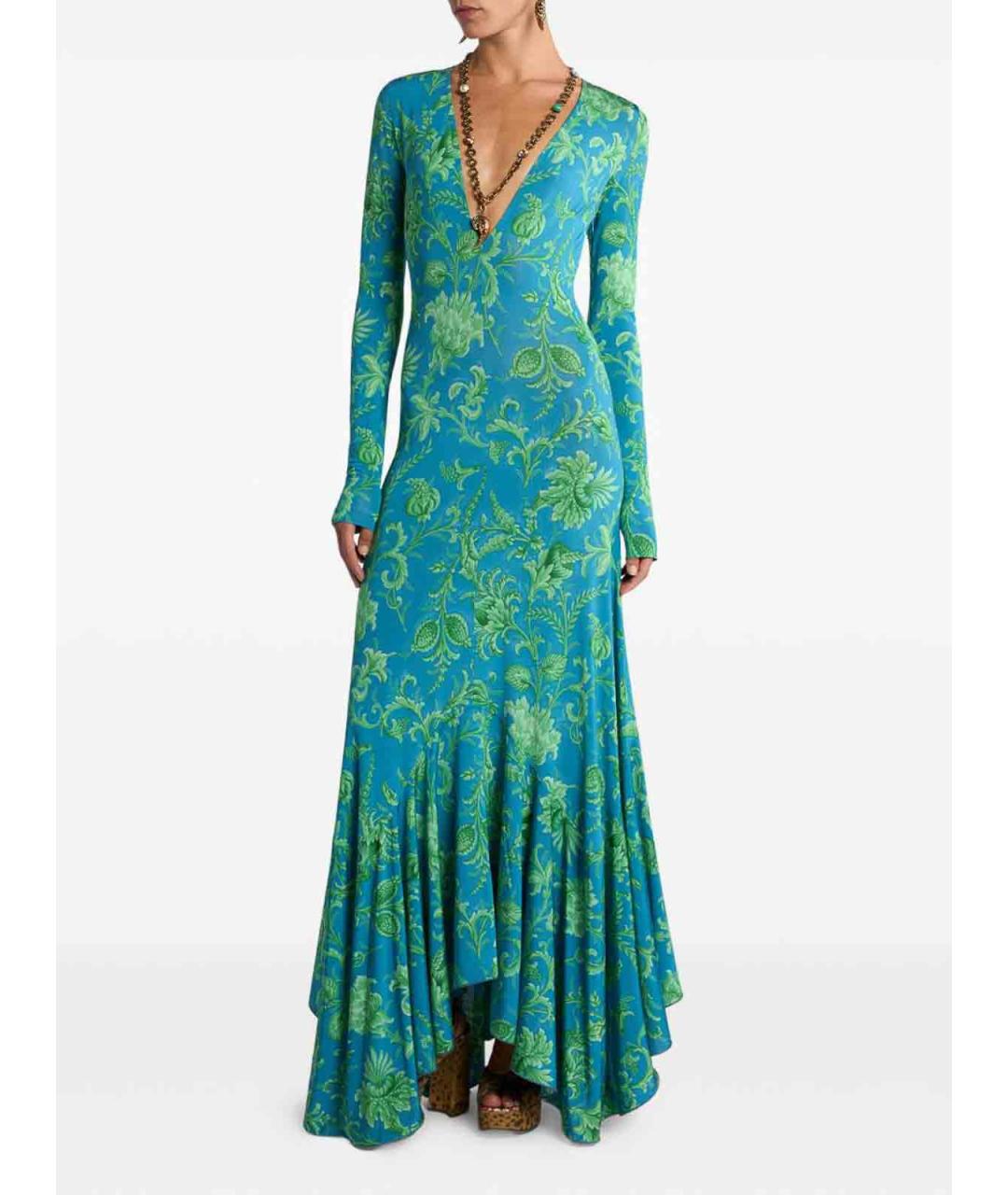 ETRO Бирюзовое вискозное платье, фото 2