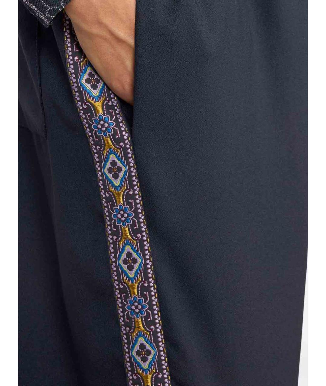 ETRO Синие полиэстеровые прямые брюки, фото 4