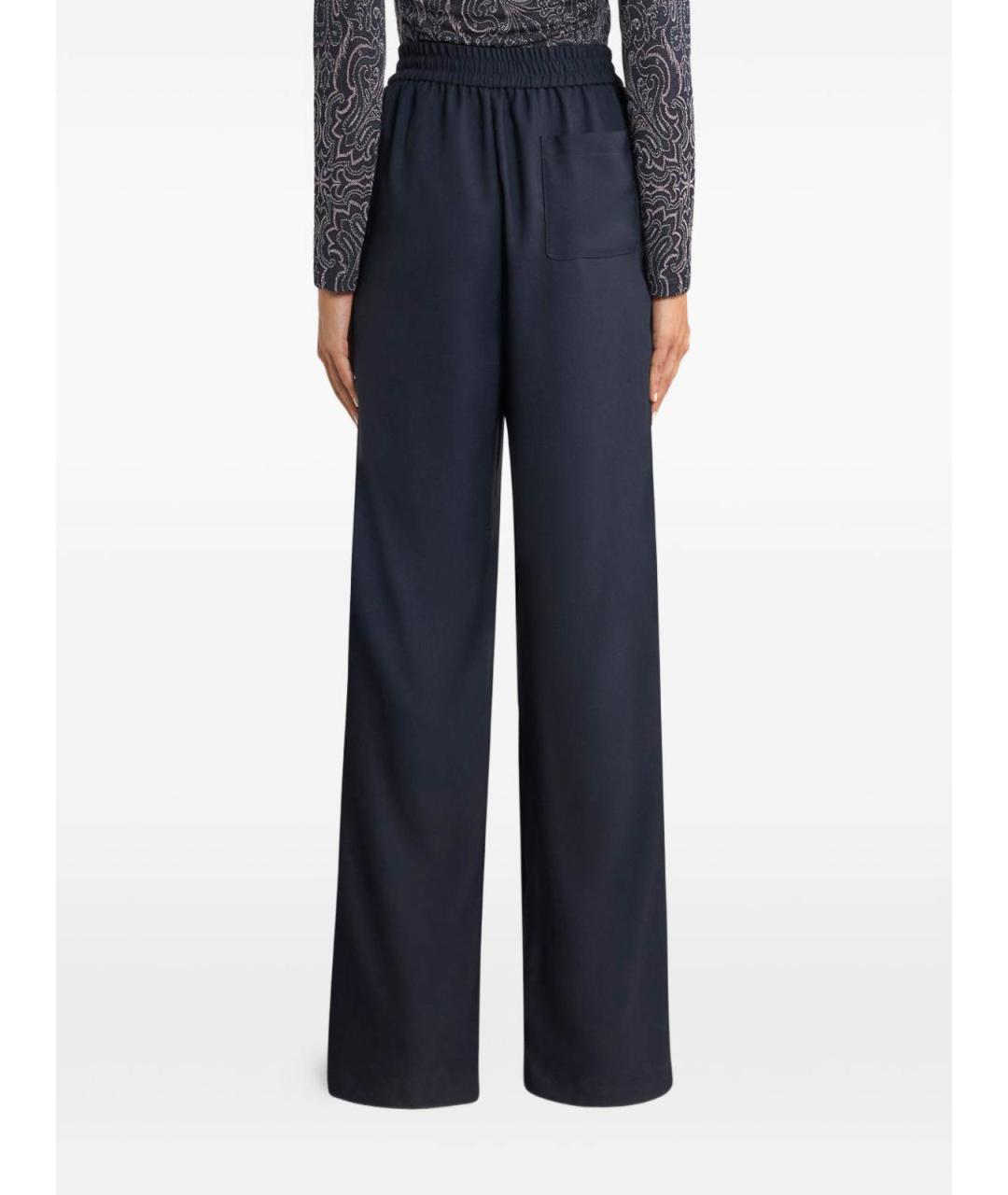 ETRO Синие полиэстеровые прямые брюки, фото 3