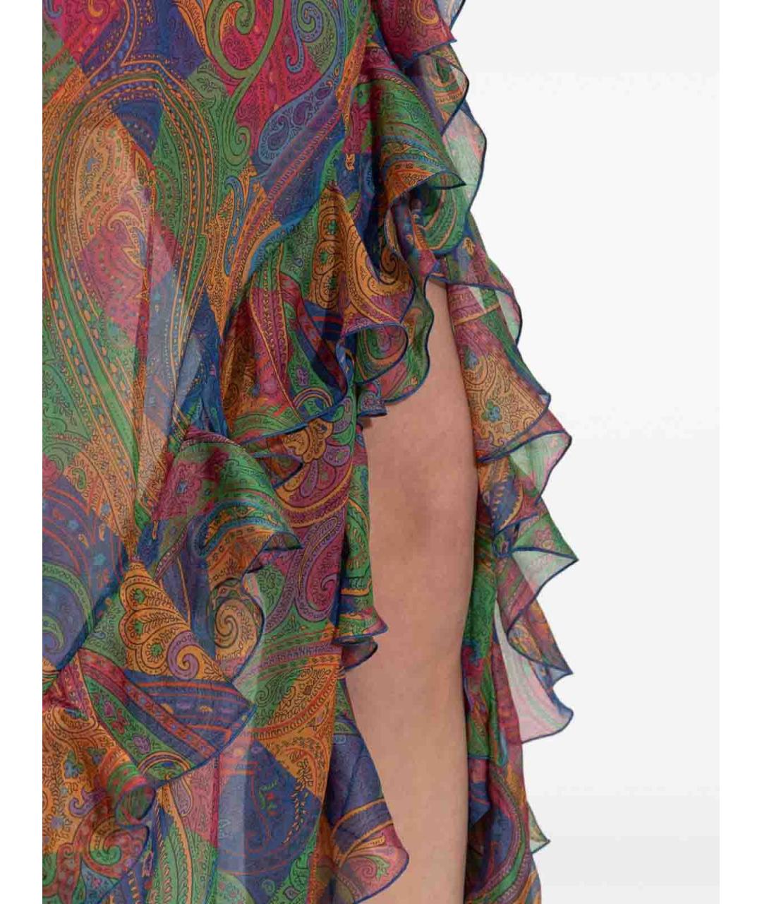 ETRO Мульти шелковое коктейльное платье, фото 4