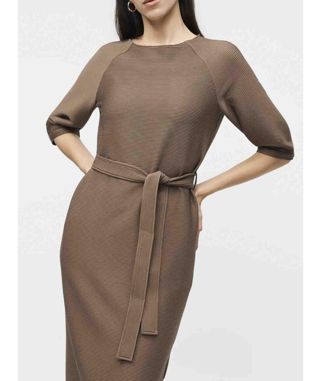 MAX MARA Коричневое полиэстеровое повседневное платье, фото 7