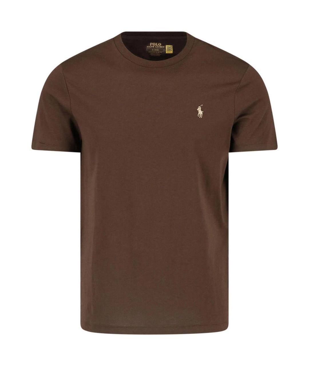 POLO RALPH LAUREN Коричневая хлопковая футболка, фото 1