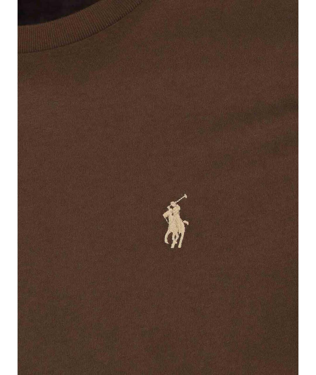 POLO RALPH LAUREN Коричневая хлопковая футболка, фото 3