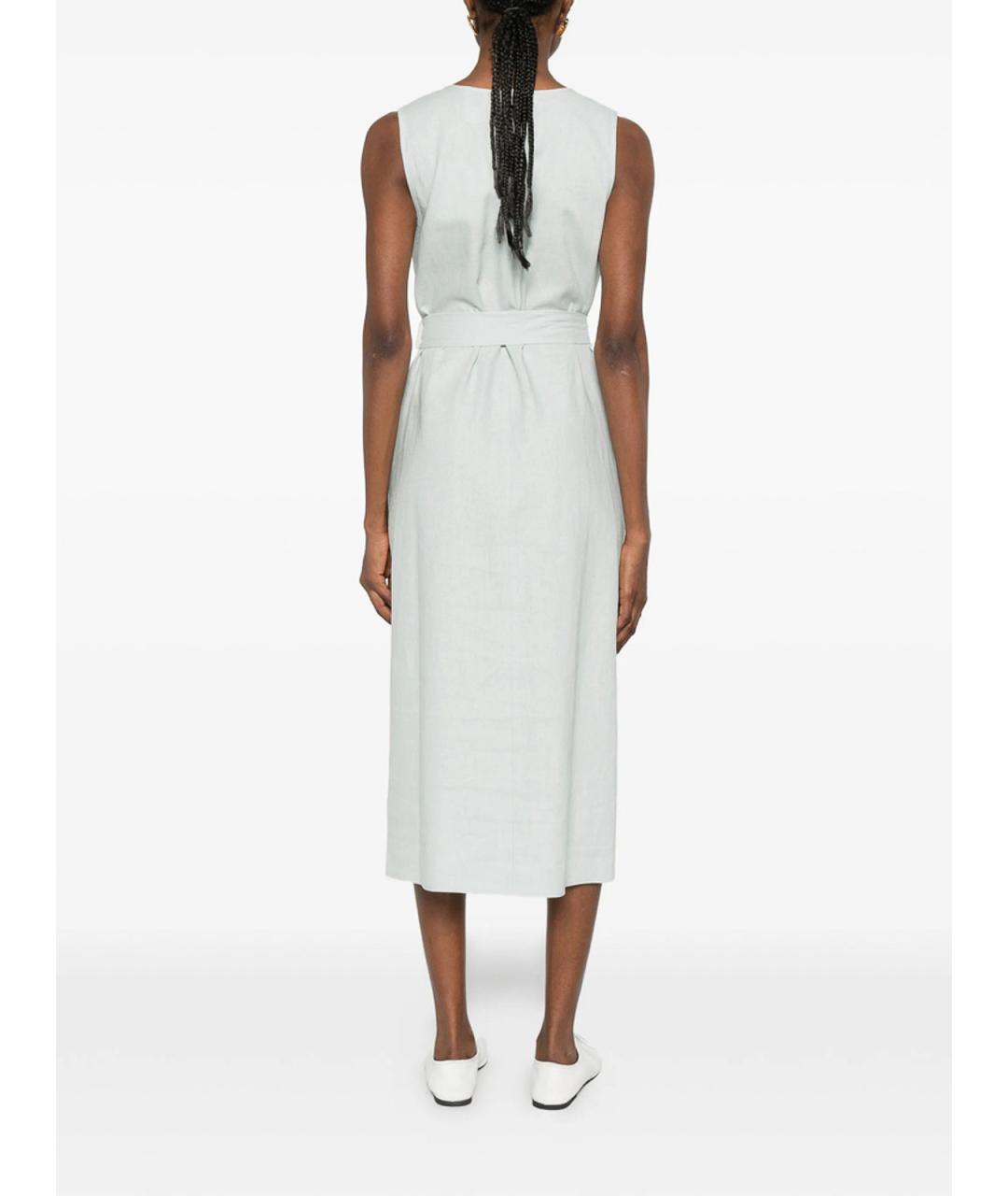 CALVIN KLEIN Зеленое льняное повседневное платье, фото 2