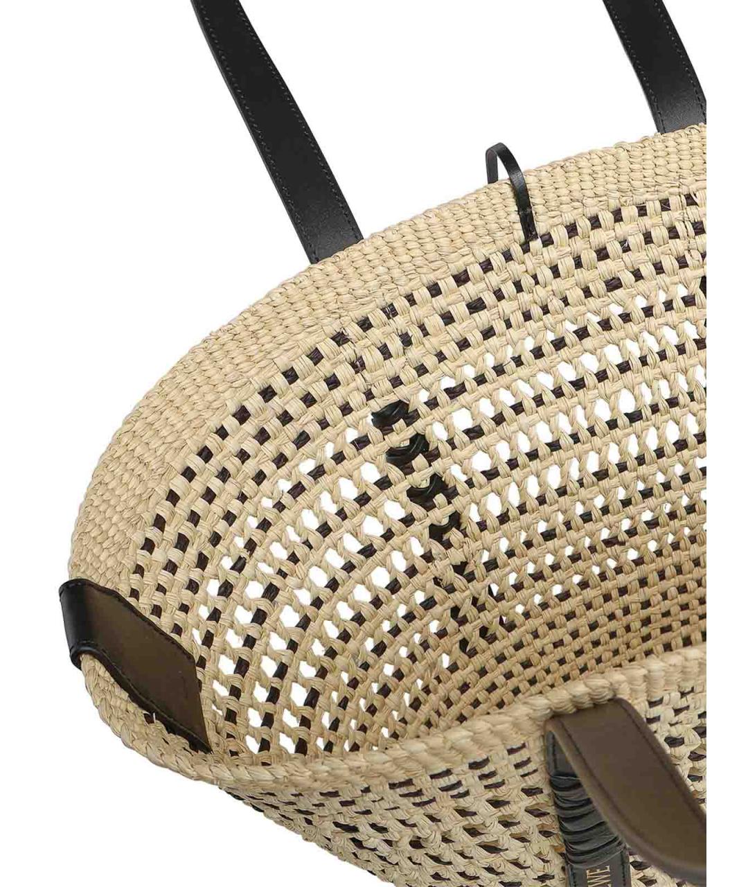 LOEWE Бежевая рафия пляжная сумка, фото 3
