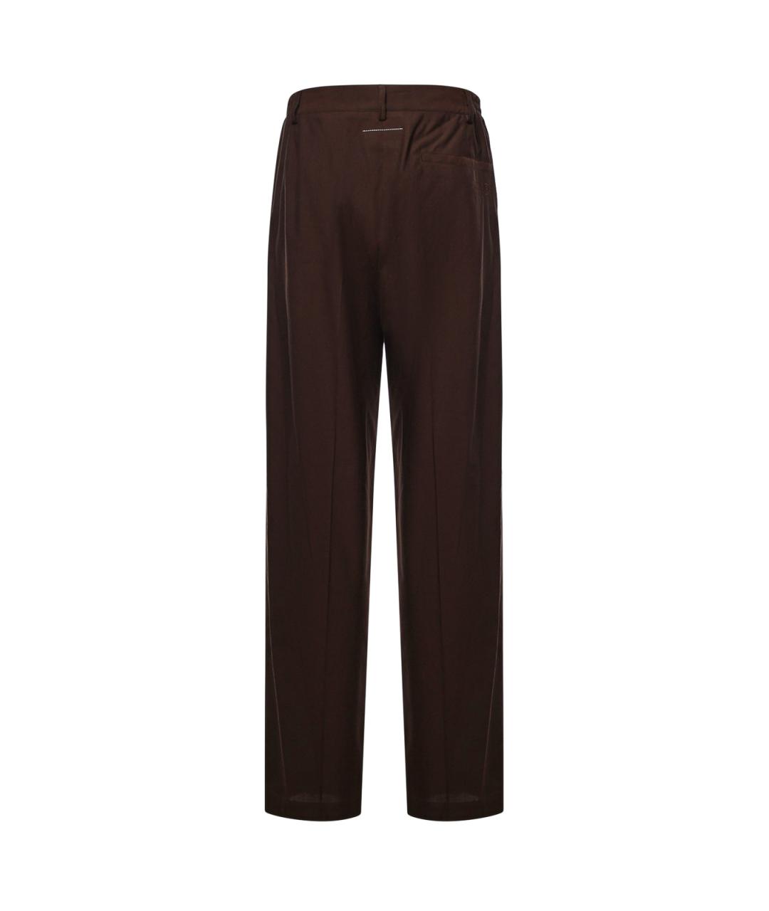 MM6 MAISON MARGIELA Коричневые хлопковые классические брюки, фото 2
