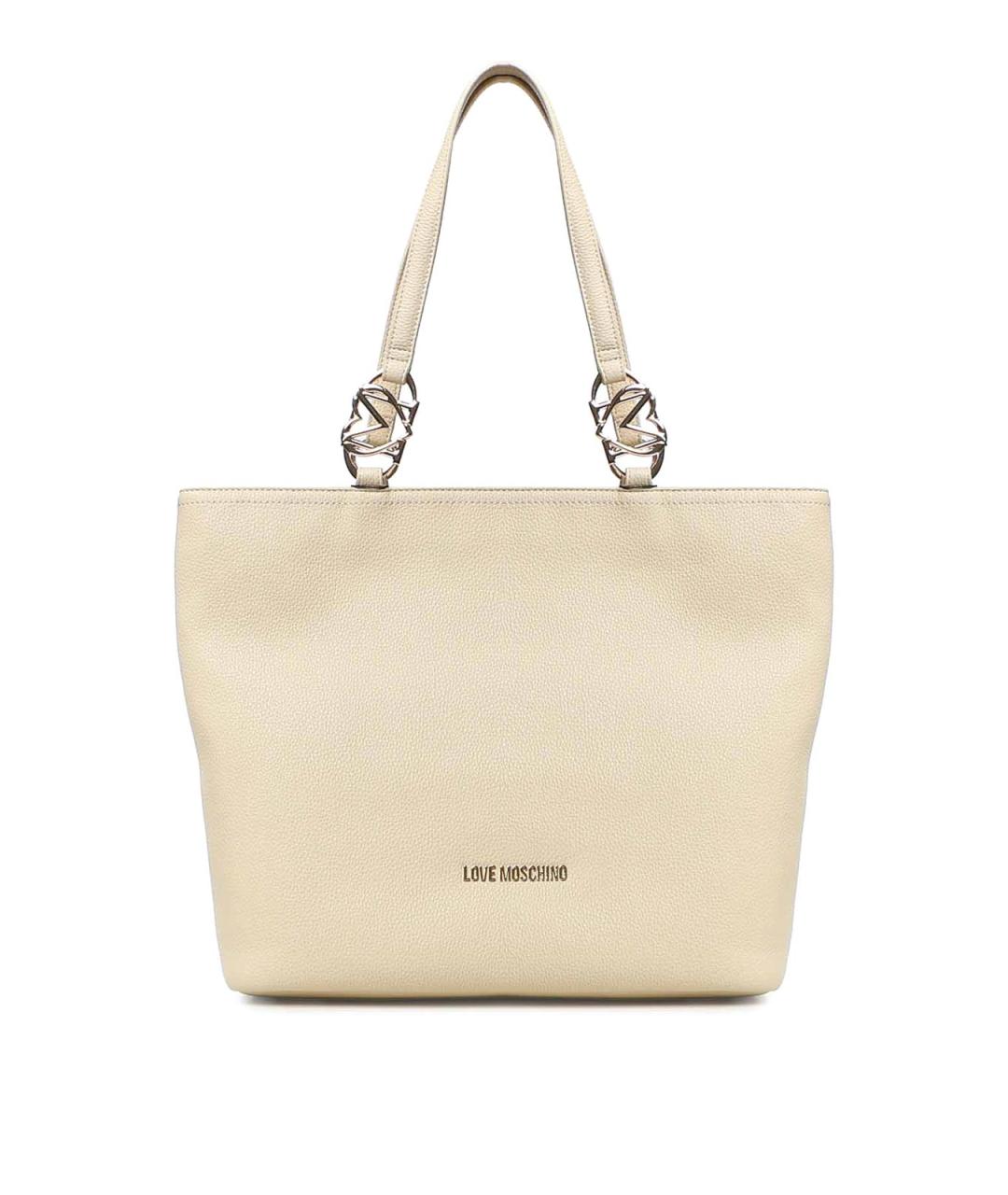 LOVE MOSCHINO Бежевая сумка тоут из искусственной кожи, фото 1