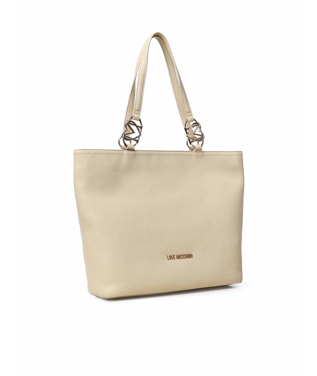 LOVE MOSCHINO Бежевая сумка тоут из искусственной кожи, фото 4