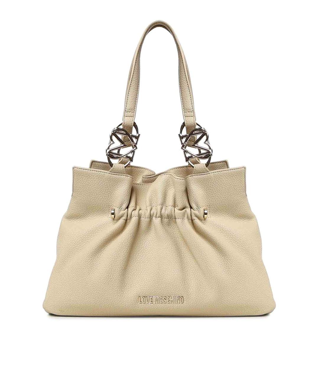 LOVE MOSCHINO Бежевая сумка тоут из искусственной кожи, фото 1