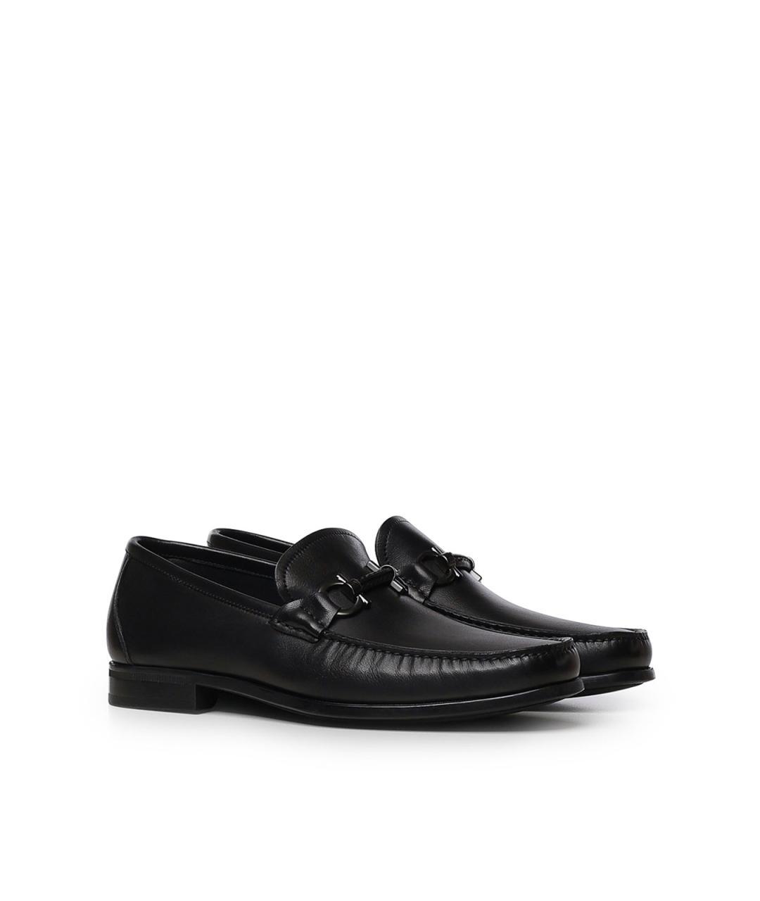 FERRAGAMO Черные кожаные лоферы, фото 4