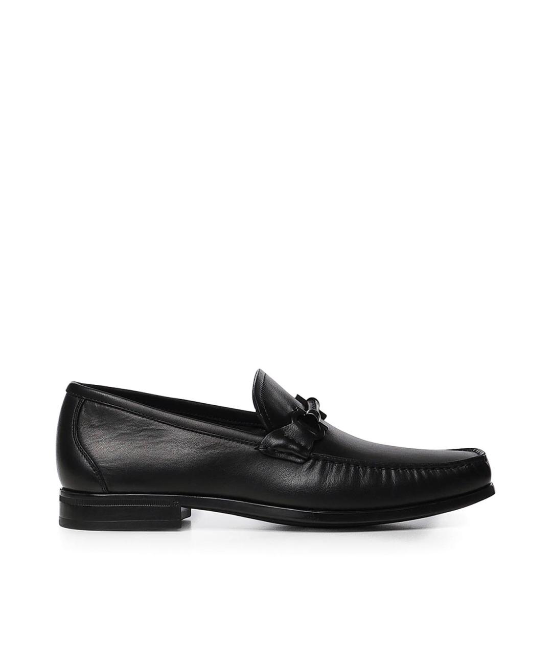 FERRAGAMO Черные кожаные лоферы, фото 1