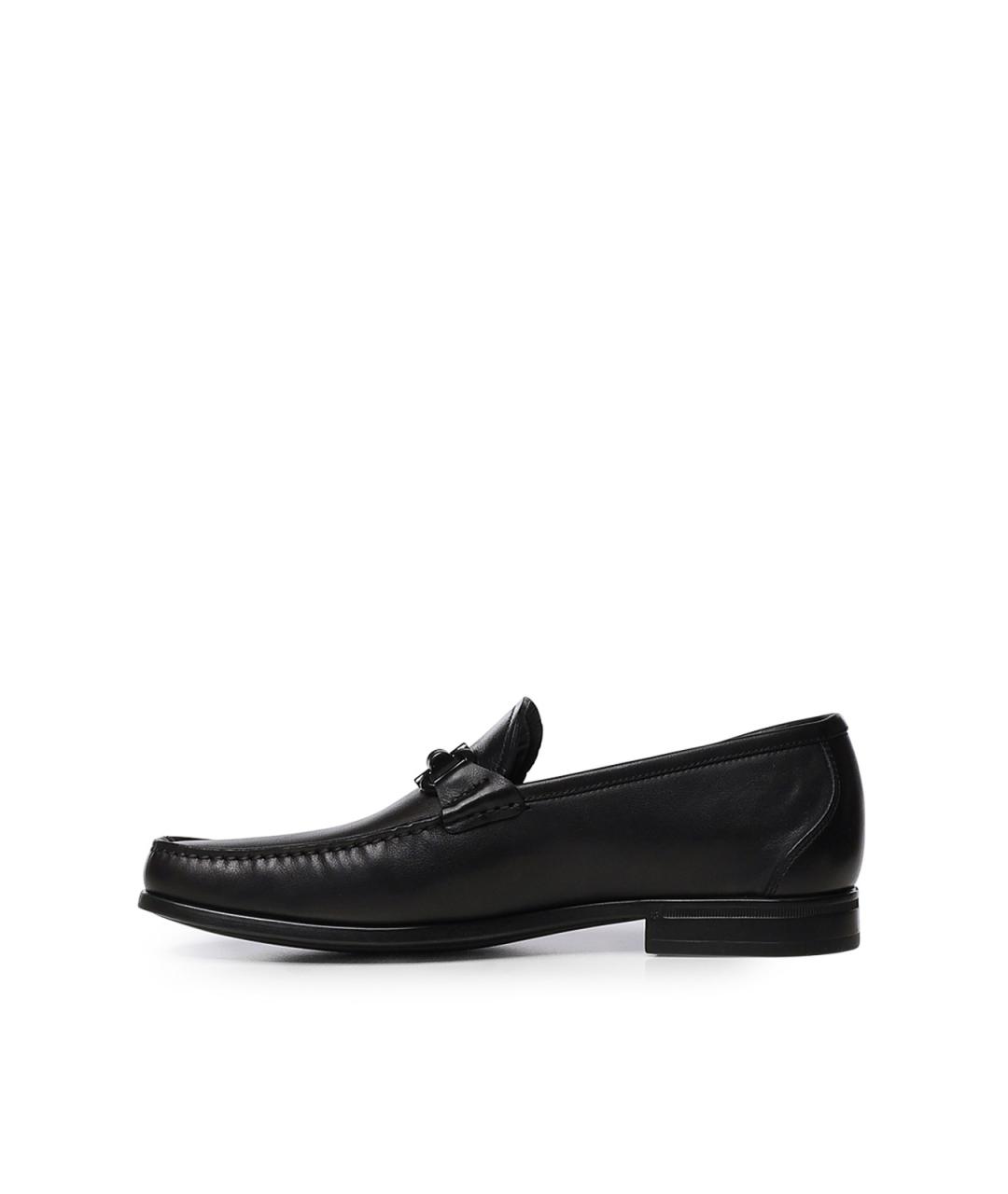 FERRAGAMO Черные кожаные лоферы, фото 3