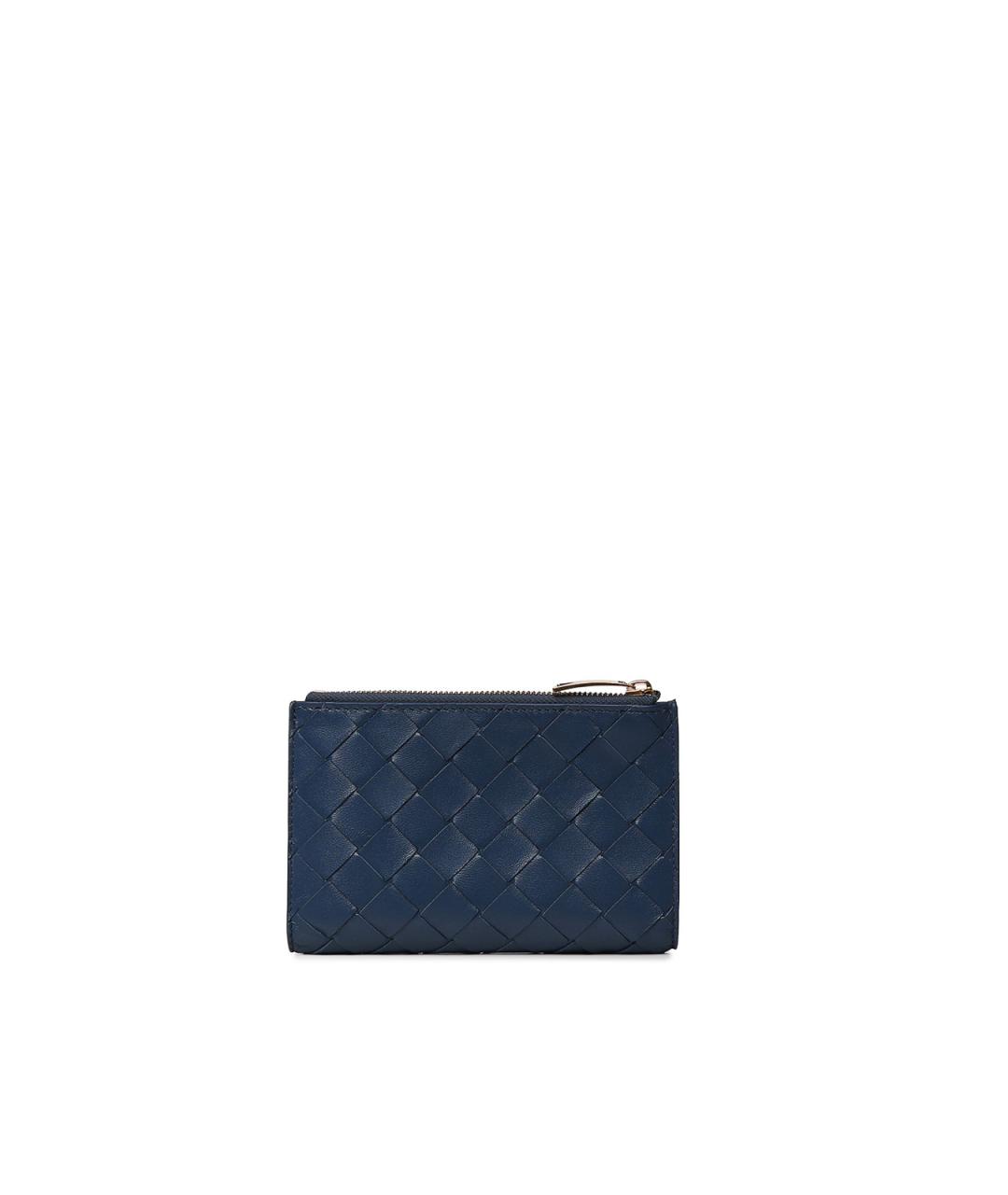 BOTTEGA VENETA Синий кожаный кошелек, фото 2