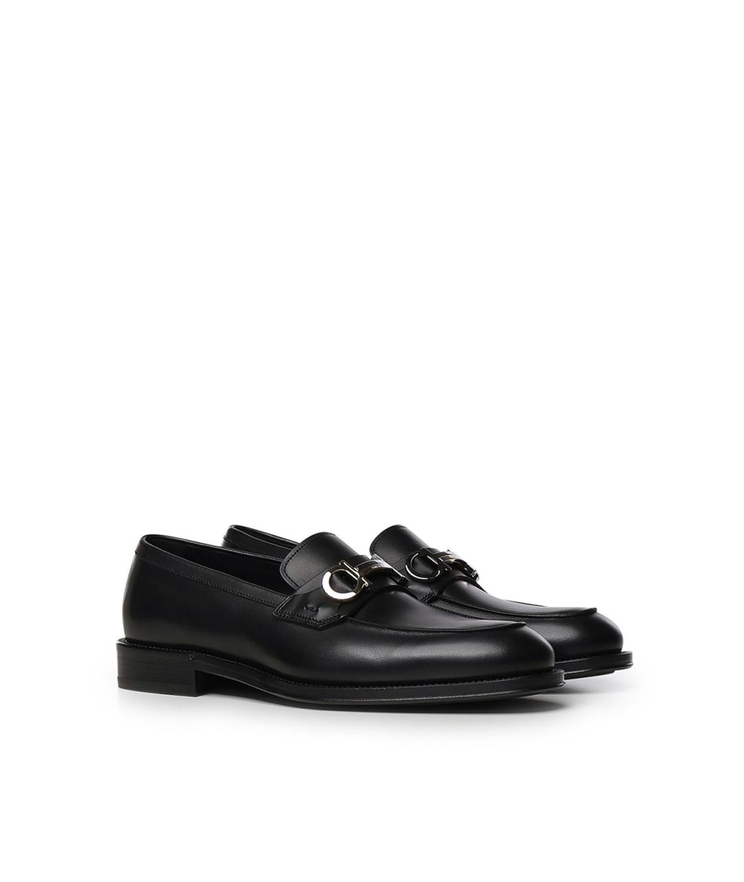 FERRAGAMO Черные кожаные лоферы, фото 4