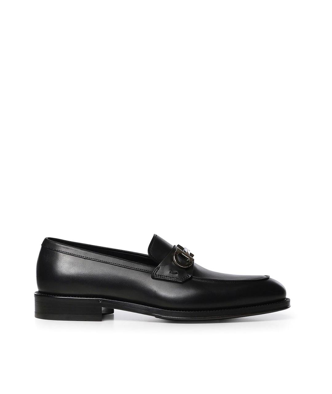 FERRAGAMO Черные кожаные лоферы, фото 1