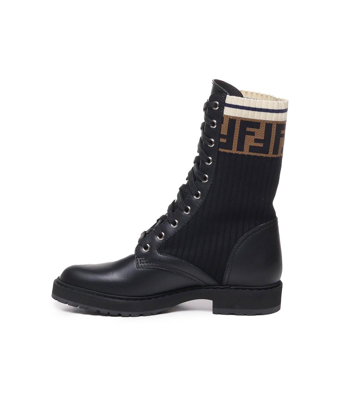 FENDI Черные кожаные ботинки, фото 4