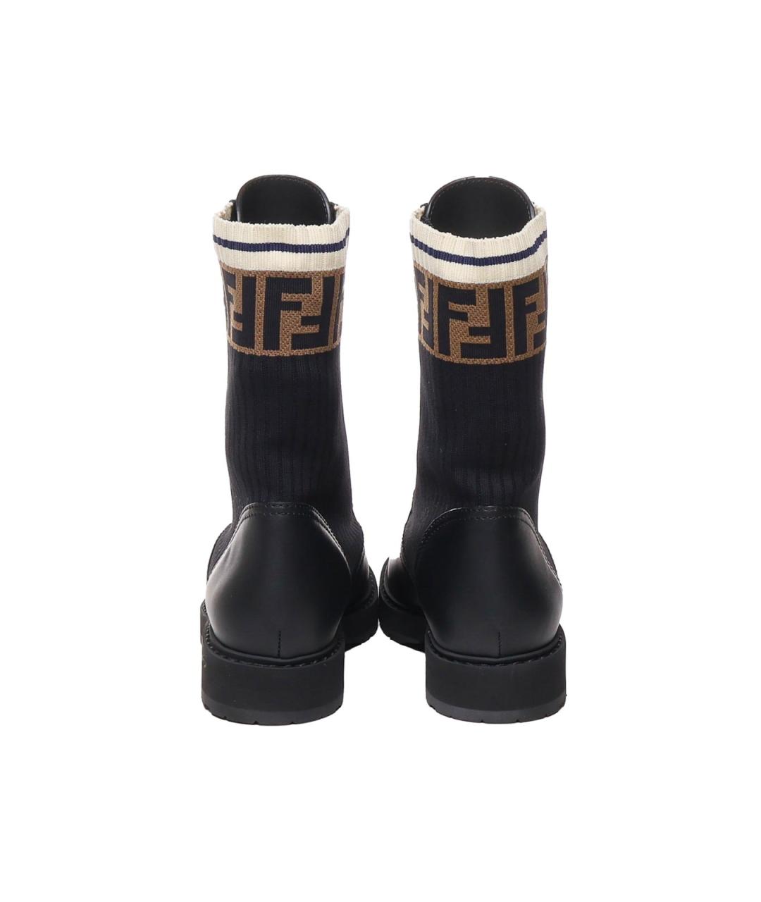 FENDI Черные кожаные ботинки, фото 2