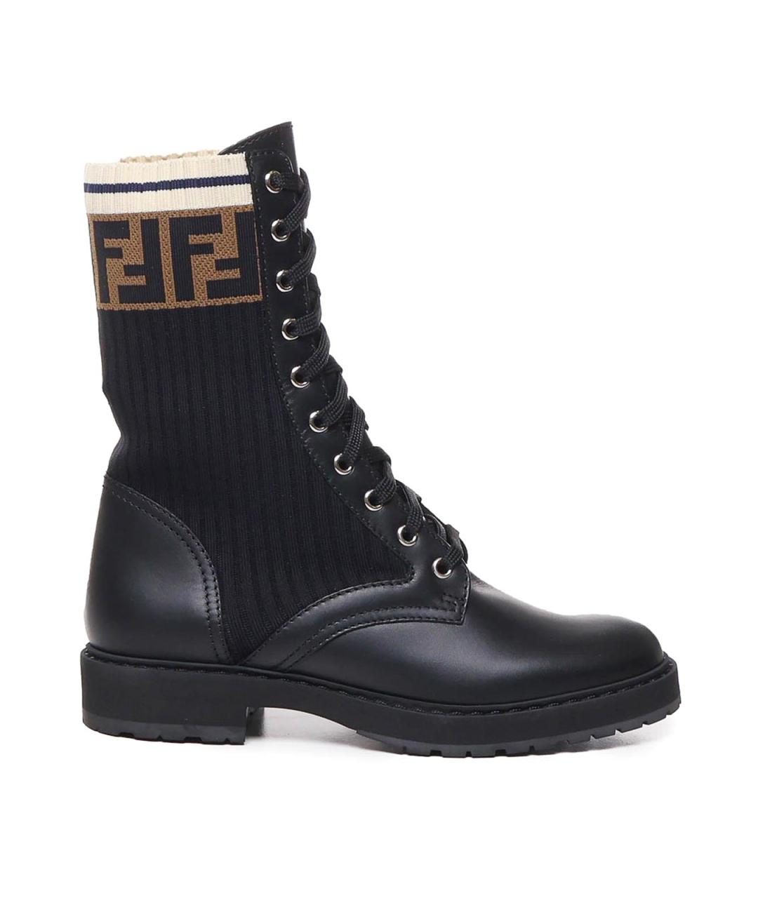 FENDI Черные кожаные ботинки, фото 1