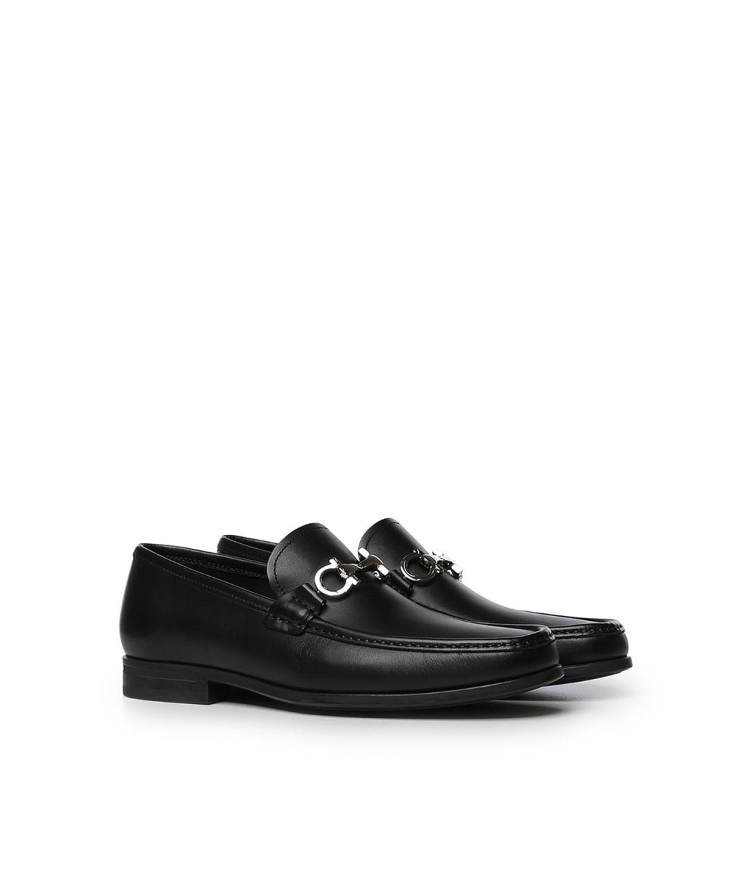FERRAGAMO Черные кожаные лоферы, фото 4