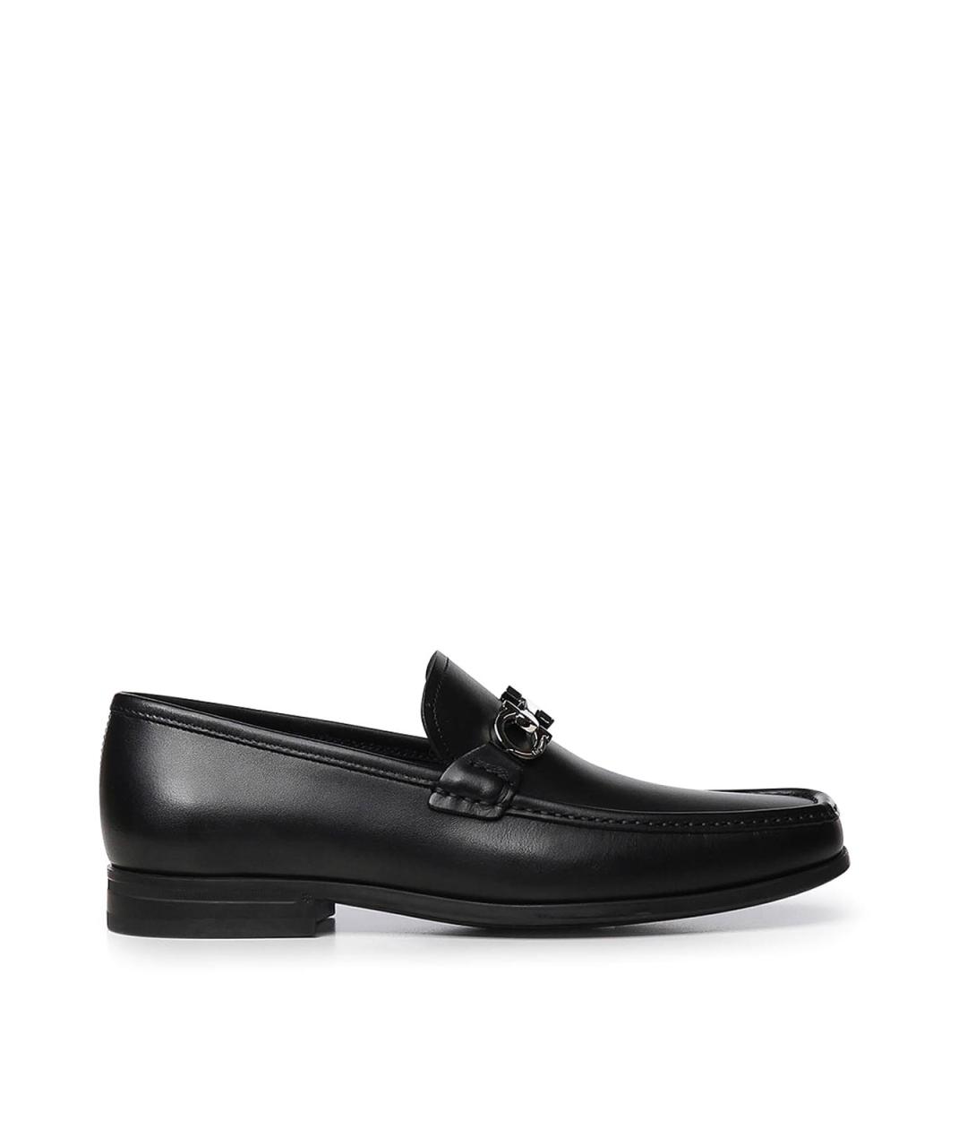 FERRAGAMO Черные кожаные лоферы, фото 1