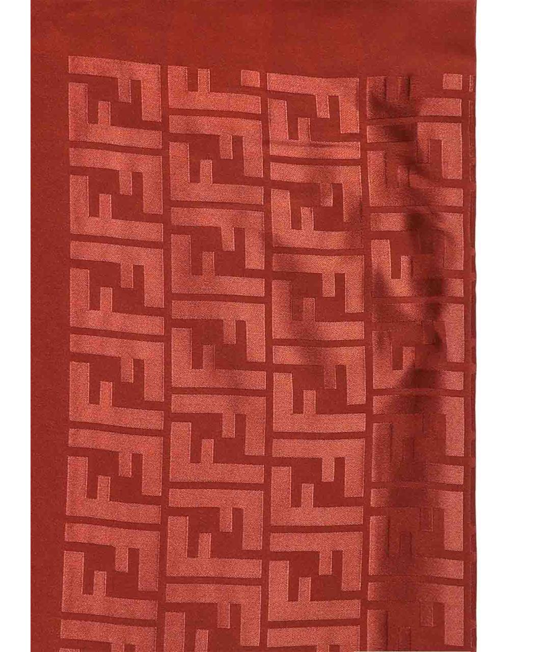 FENDI Красный шелковый шарф, фото 2