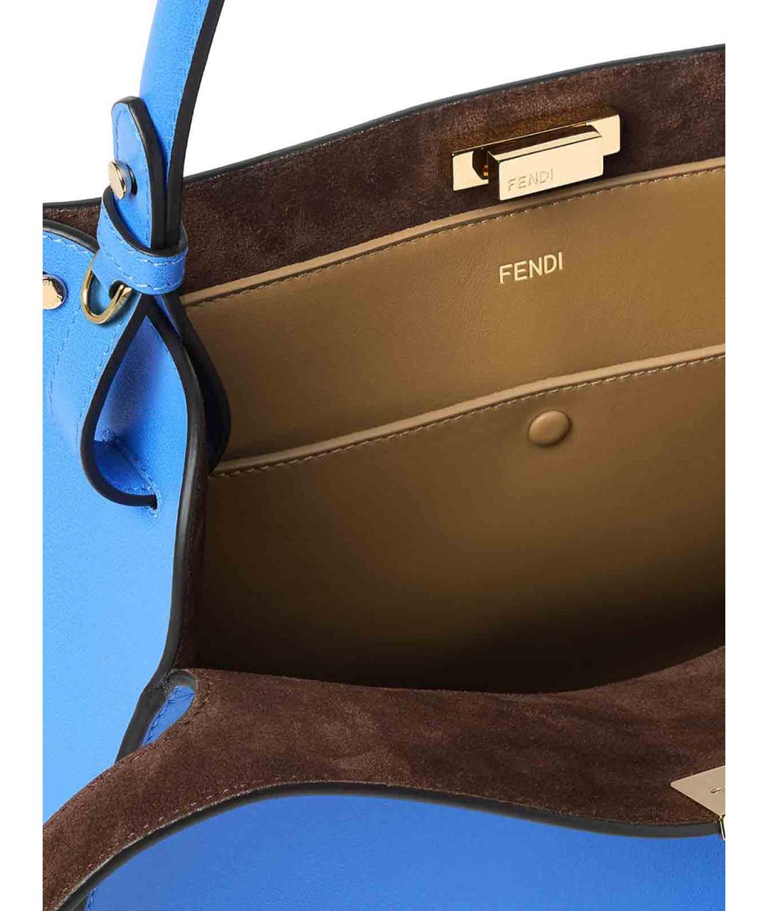 FENDI Синяя кожаная сумка тоут, фото 4