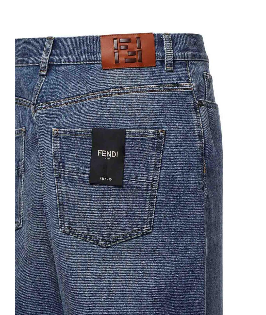 FENDI Синие хлопковые прямые джинсы, фото 3