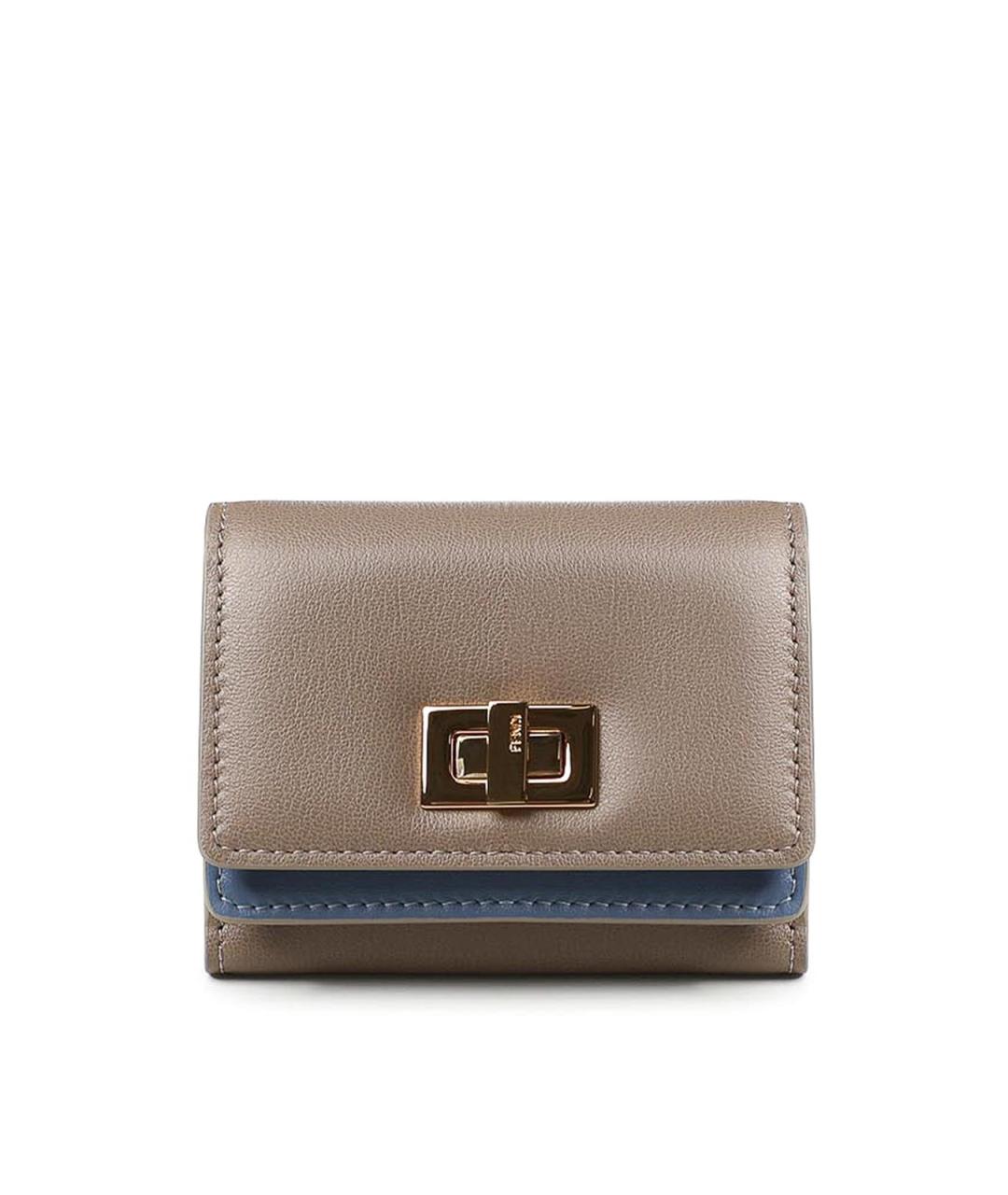 FENDI Бежевый кожаный кошелек, фото 1