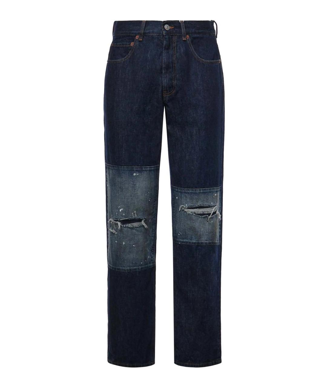 MM6 MAISON MARGIELA Синие хлопковые прямые джинсы, фото 1