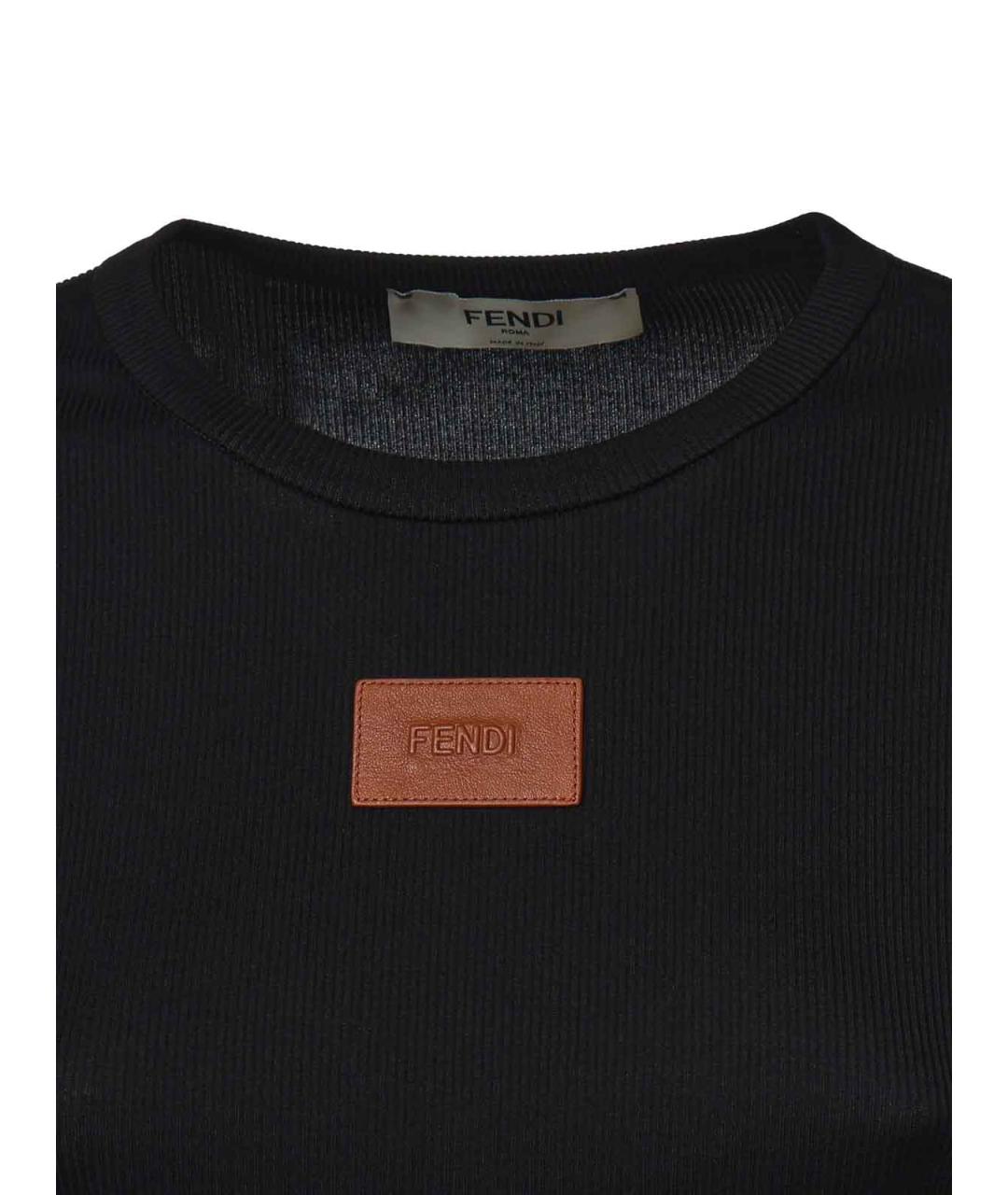 FENDI Черная хлопковая футболка, фото 3