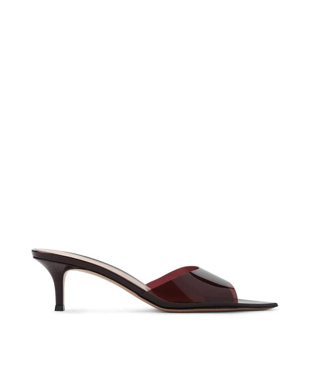 GIANVITO ROSSI Бордовые резиновые мюли, фото 1
