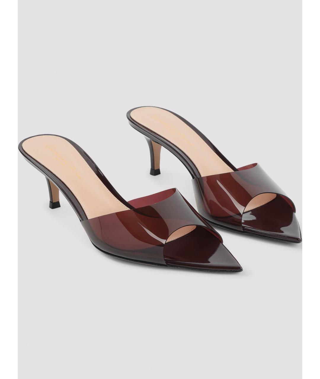 GIANVITO ROSSI Бордовые резиновые мюли, фото 3
