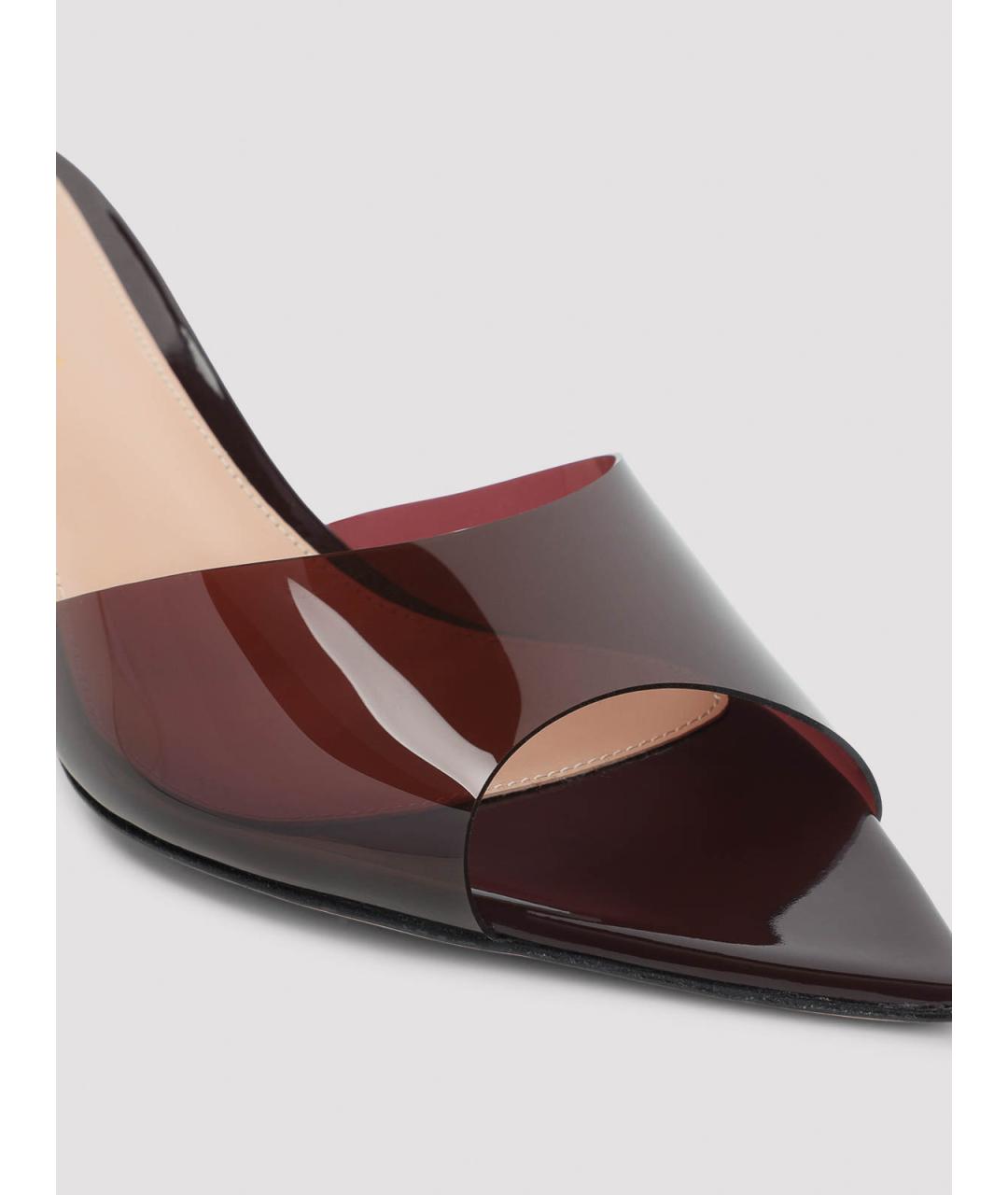 GIANVITO ROSSI Бордовые резиновые мюли, фото 4