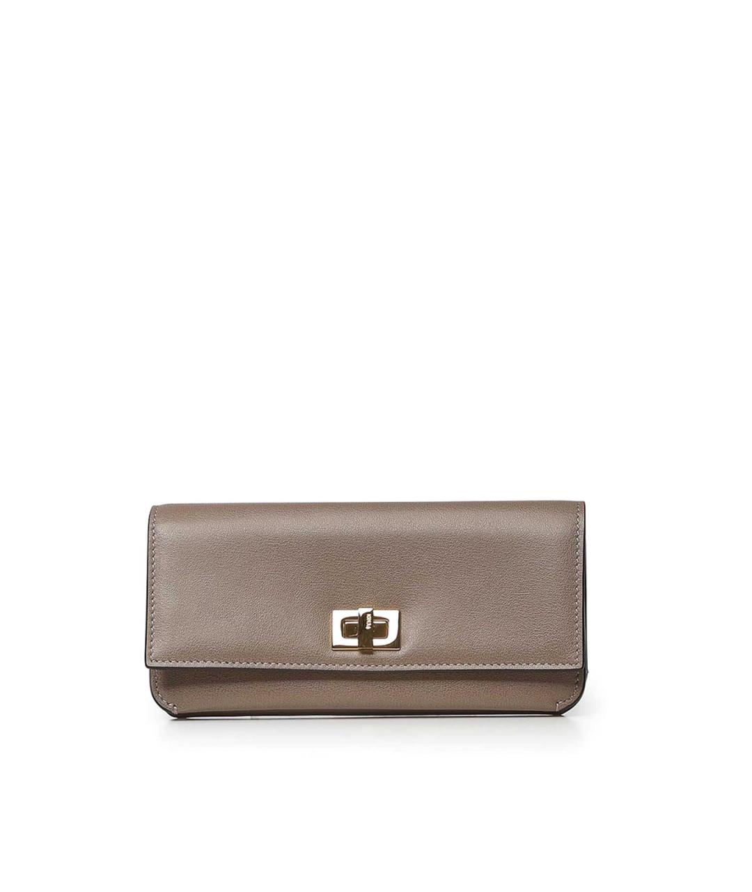 FENDI Бежевый кожаный кошелек, фото 5