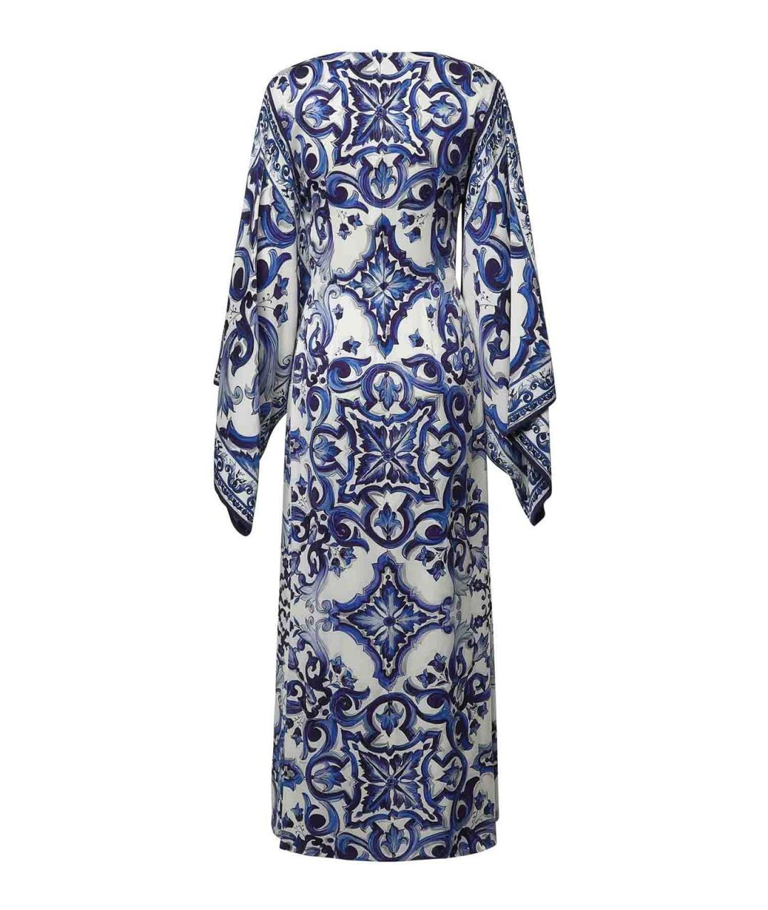 DOLCE&GABBANA Синее шелковое повседневное платье, фото 2