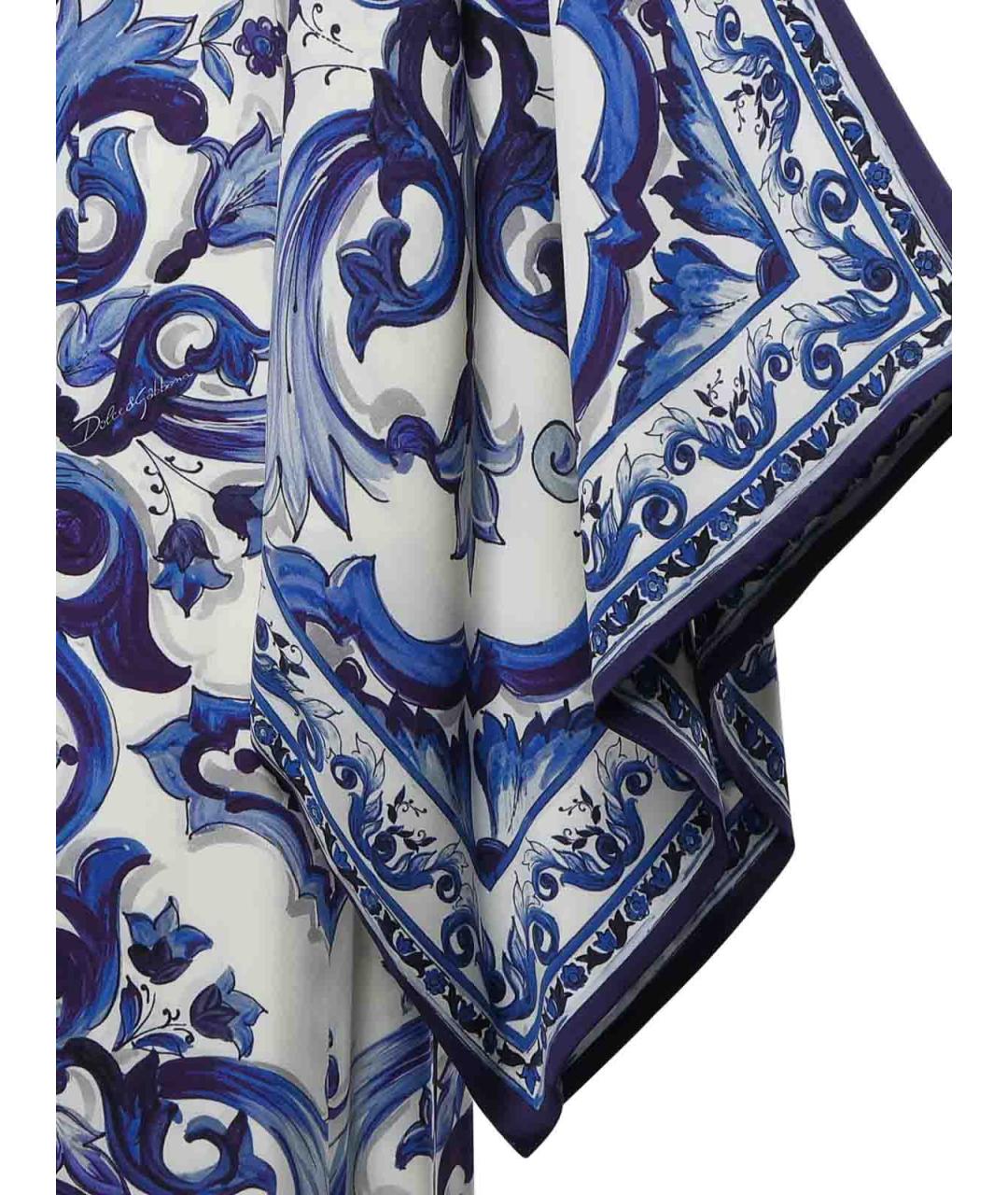 DOLCE&GABBANA Синее шелковое повседневное платье, фото 3