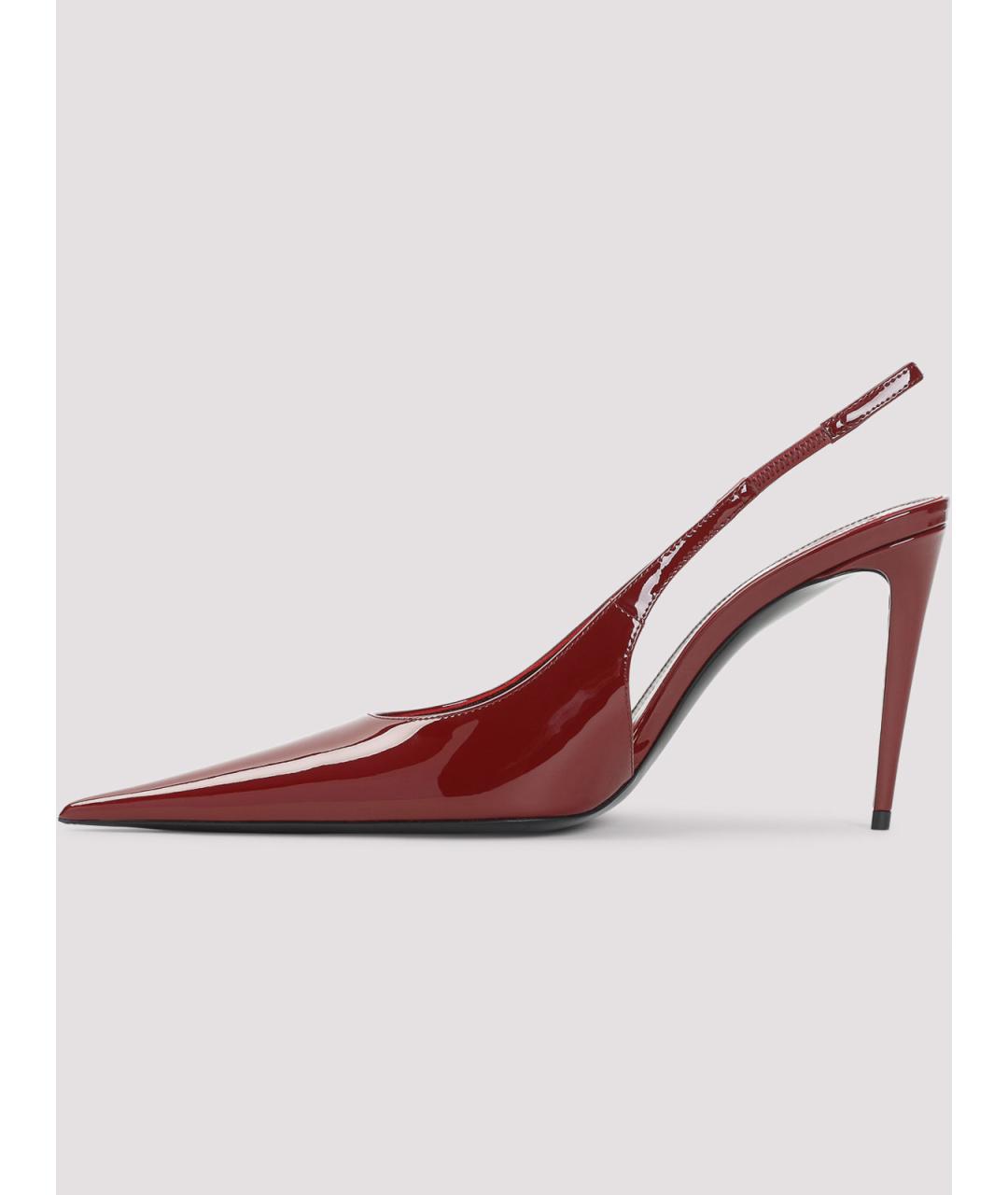 SAINT LAURENT Бордовые туфли из лакированной кожи, фото 2