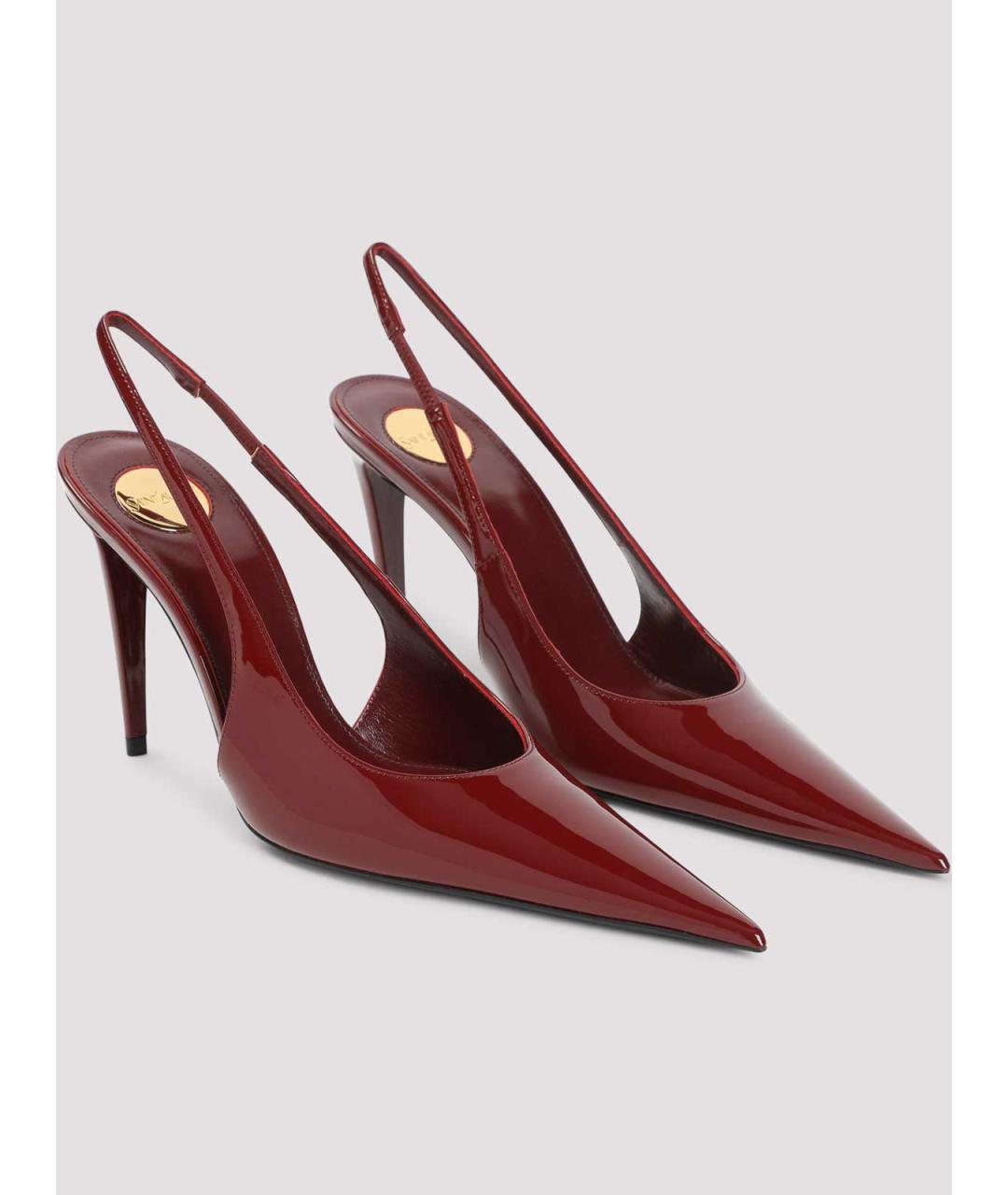 SAINT LAURENT Бордовые туфли из лакированной кожи, фото 3