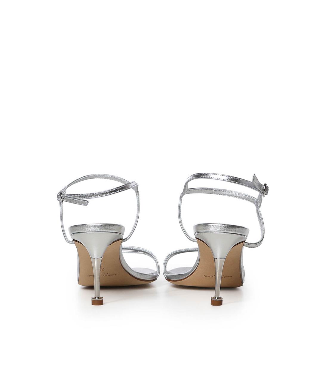 MANOLO BLAHNIK Серебряные кожаные босоножки, фото 2
