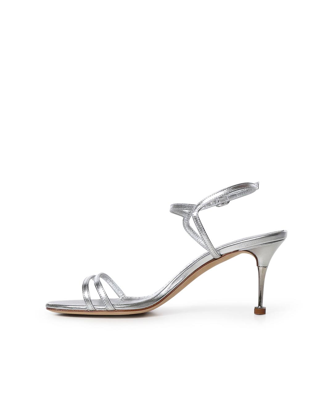 MANOLO BLAHNIK Серебряные кожаные босоножки, фото 3