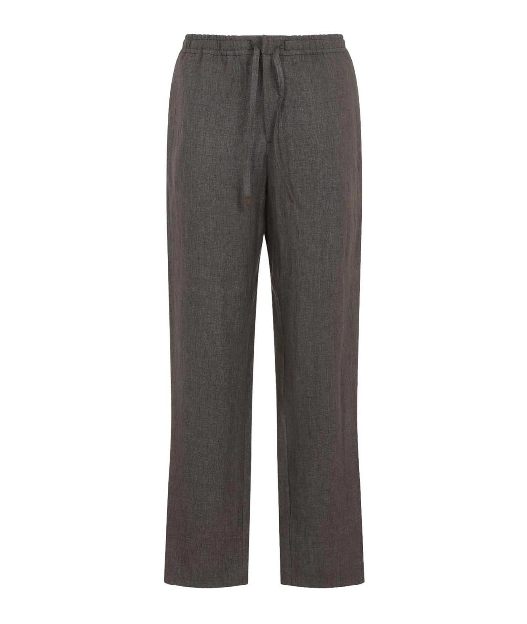 CANALI Коричневые льняные повседневные брюки, фото 1