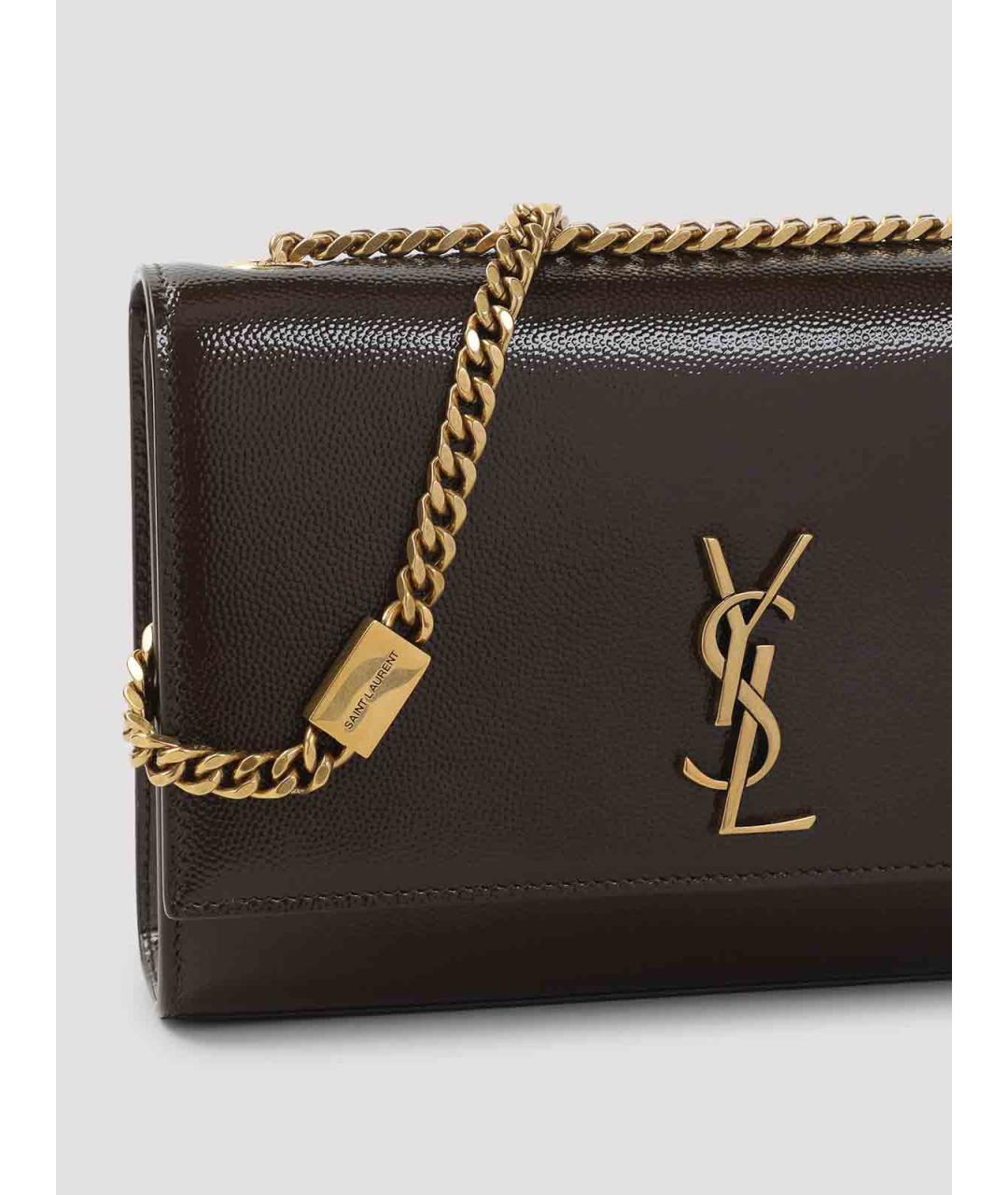 SAINT LAURENT Коричневая кожаная сумка через плечо, фото 3