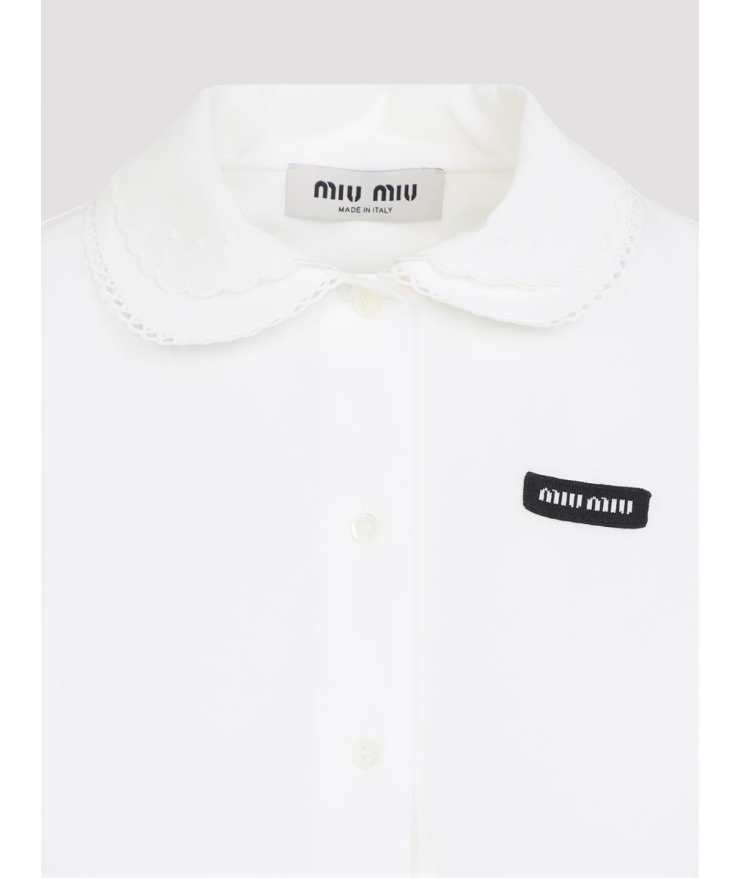 MIU MIU Белое хлопковое повседневное платье, фото 3