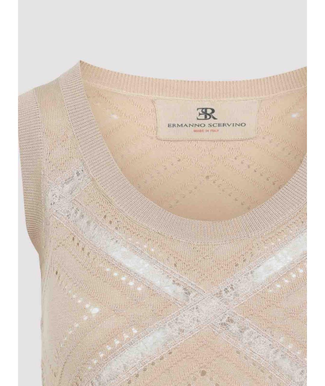 ERMANNO SCERVINO Бежевая хлопковая майка, фото 3